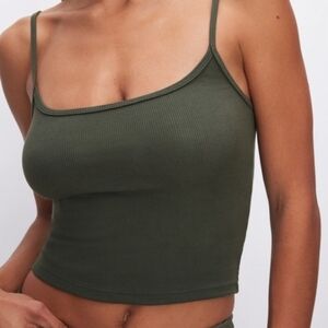 Good American Sea Turtle Essential Strappy Ribbed Cropped Tank Top Size 6 (3x)